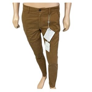 NEW (+) People Men's Tabacco Straight Leg Made In Italy Chinos Pants 34 IT 48